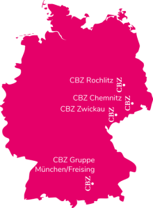 Kartenansicht mit Standorten der CBZ-Gruppe